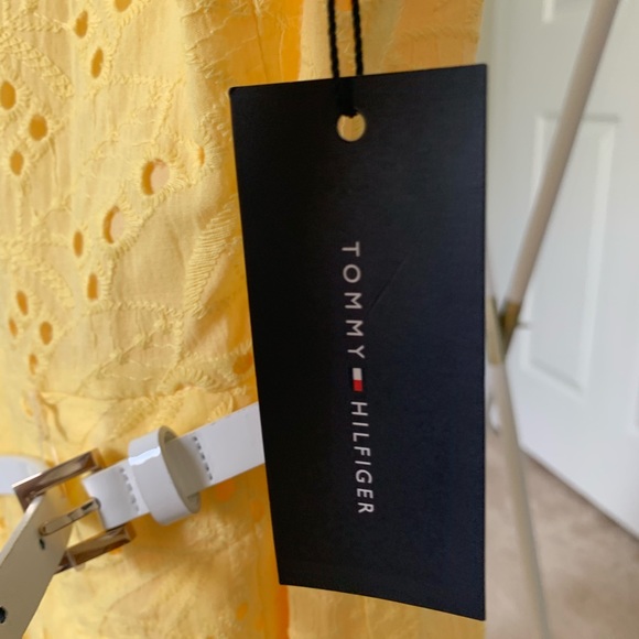Yellow Tommy Hilfiger Dres and White Belt - Picture 2 of 2